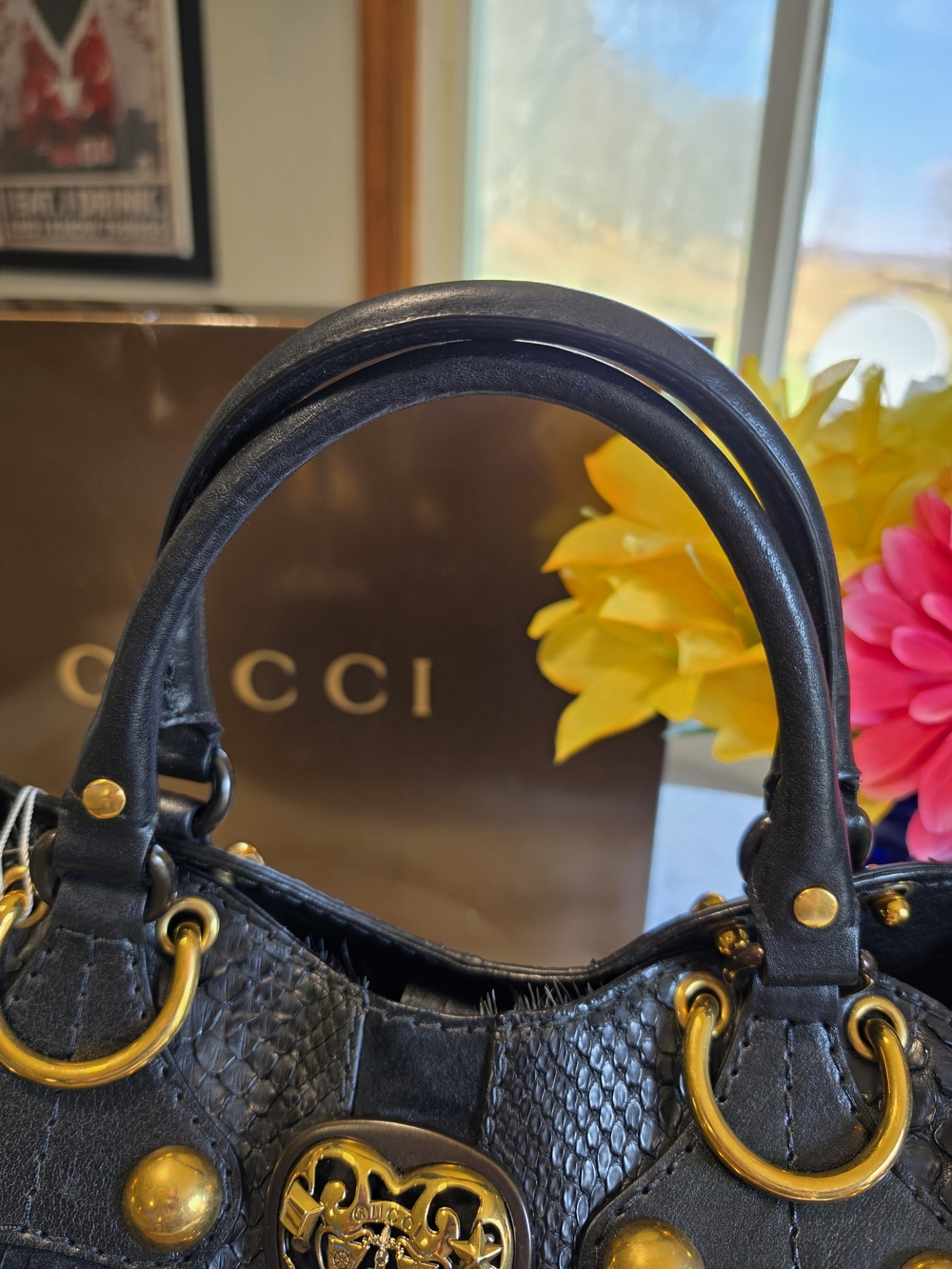 Gucci Babouska Python Studded Fringe XL Shoulder Bag - Picture 11 of 16